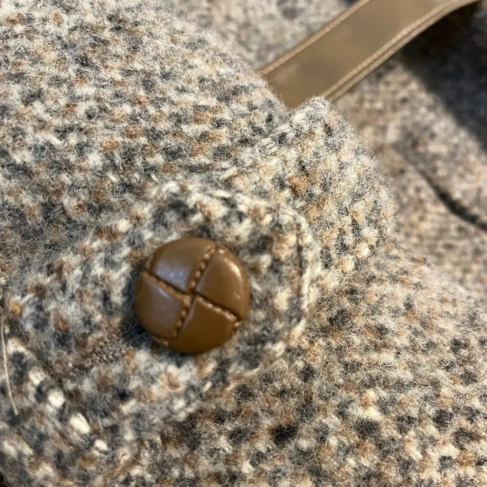 Vintage 50s Belted Tweed Swing Jacket Wool Pea Coat Rare Antique Lou Fritzel - Picture 7 of 15